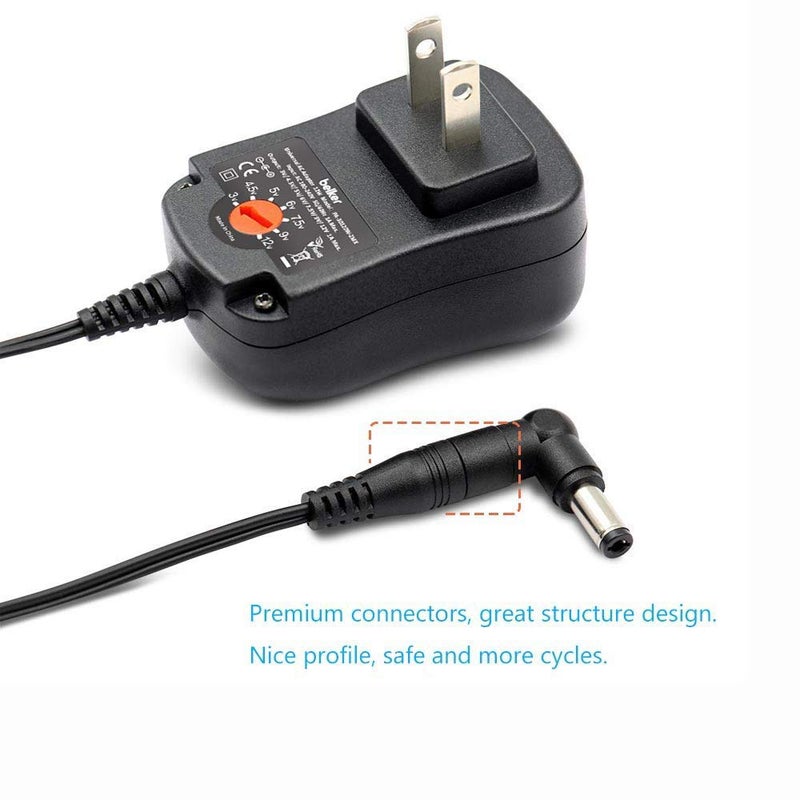 Belker 12W Universal 3V 4.5V 5V 6V 7.5V 9V 12V AC DC Adapter Power Supply for Household Electronics Router Speaker Smart Phone Tablet CCTV IP Camera - 1A 1000mA Amp Max. - Image 5